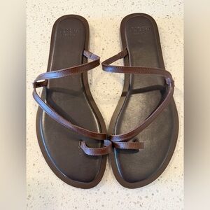 J. Crew Brown Leather Strappy Flat Sandals - size 10.5